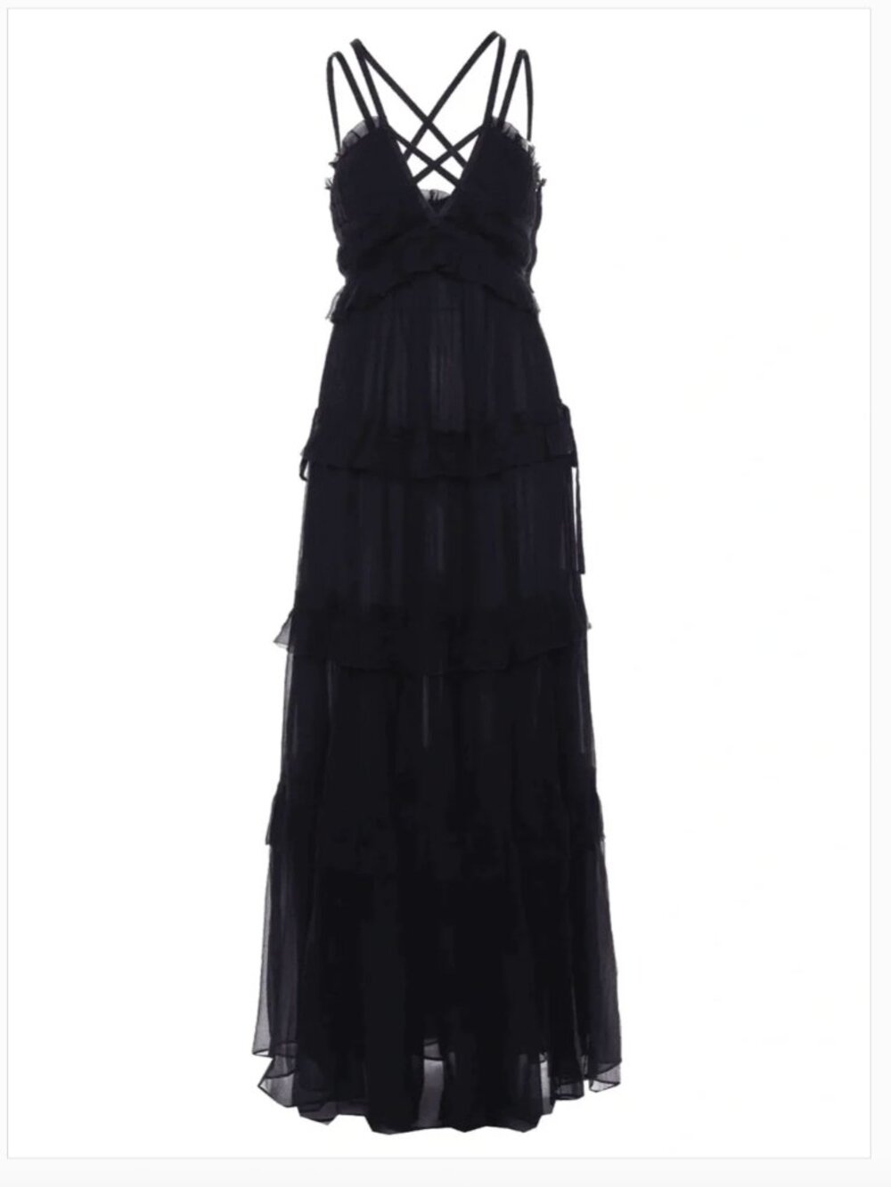 NWT Ulla Johnson Agathe Black Silk V-Neck Gown Size 4 $1195 - Picture 4 of 16